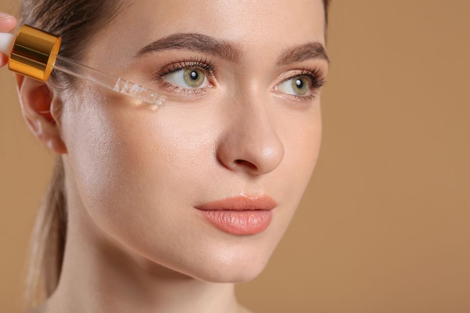 Facial serum being applied